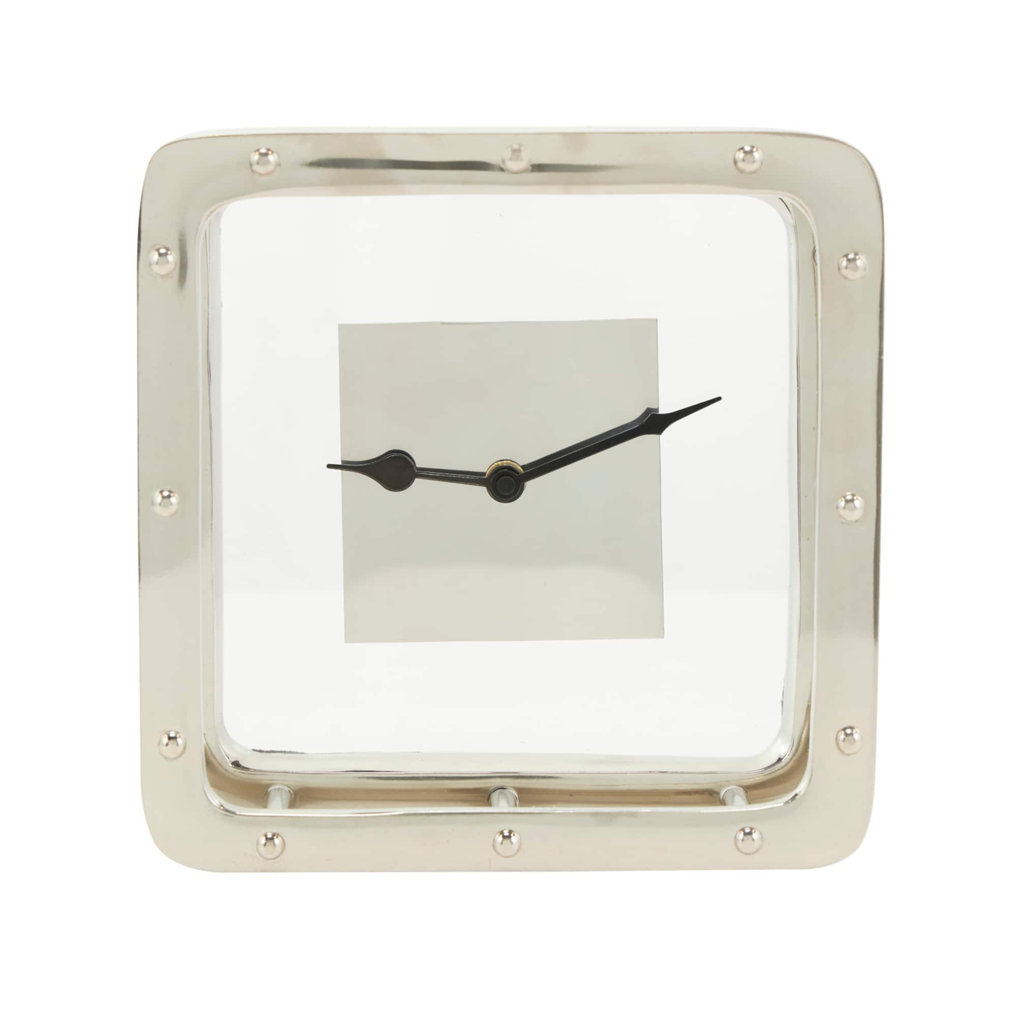 8" Silver Aluminum Geometric Dimensional Open Frame Clock